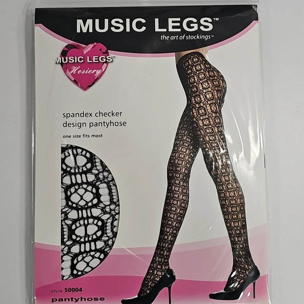 Music Legs Checker Design Spandex Pantyhose